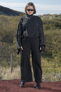 Spodnie czarne ze strukturami eleganckie szerokie (6).jpg
