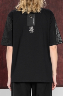 BOLD ICON t-shirt damski bluzka elegancka casual z malowaniem lekka ze stójką (7).jpg