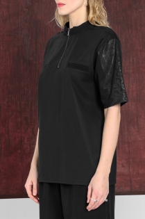 BOLD ICON t-shirt damski bluzka elegancka casual z malowaniem lekka ze stójką (8).jpg