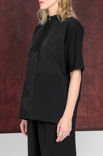 BOLD ICON t-shirt koszulka bluzka patchwork z panelami ręcznie szyta limitowana made in Poland czarna z malowaniem (4).jpg