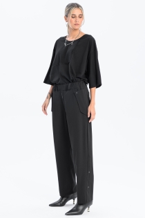 Spodnie eleganckie szerokie garniturowe casual do biura czarne high fashion z detalami loose fit (9).jpg