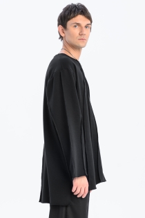 Bluza dresowa szeroki dekolt z przeszyciami synthetic crewneck przez głowę raw awangardowa czarna (2).jpg