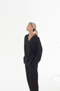 Bluzka krótka koszulowa kopertowa z dekoltem w serek elegancka do biura casual synthetic bawełna (1).jpg