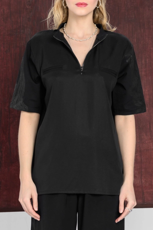 BOLD ICON t-shirt damski bluzka elegancka casual z malowaniem lekka ze stójką (9).jpg