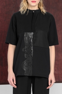 BOLD ICON t-shirt koszulka bluzka patchwork z panelami ręcznie szyta limitowana made in Poland czarna z malowaniem (5).jpg