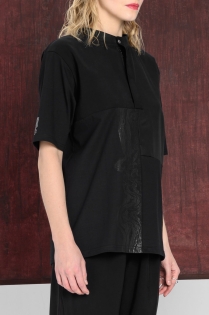 BOLD ICON t-shirt koszulka bluzka patchwork z panelami ręcznie szyta limitowana made in Poland czarna z malowaniem (6).jpg