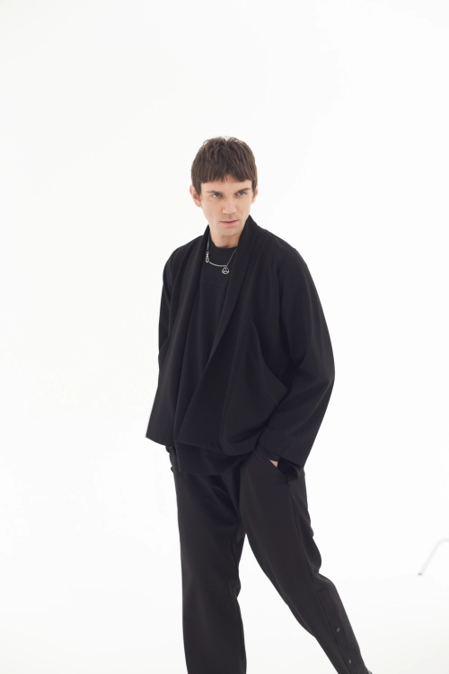 Lekka marynarka czarna narzutka męska bluza oddychająca do biura casual japan style (1).jpg