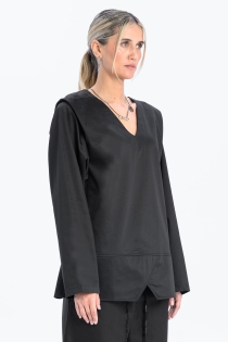 Bluzka krótka koszulowa kopertowa z dekoltem w serek elegancka do biura casual synthetic bawełna (14).jpg
