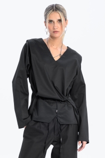 Bluzka krótka koszulowa kopertowa z dekoltem w serek elegancka do biura casual synthetic bawełna (17).jpg