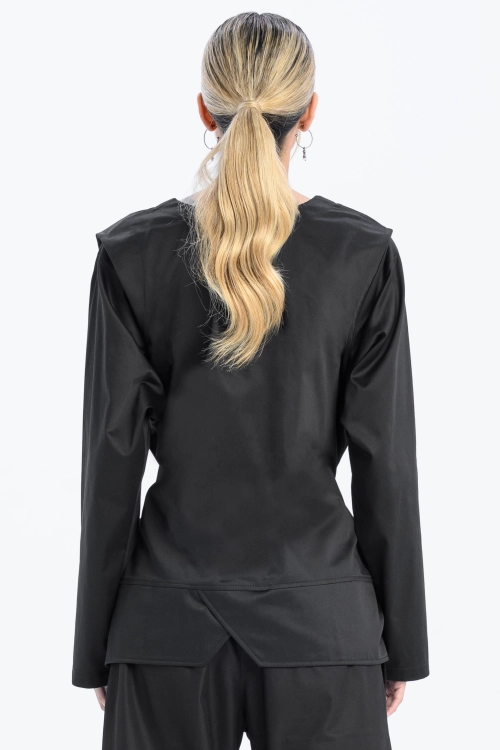 Bluzka krótka koszulowa kopertowa z dekoltem w serek elegancka do biura casual synthetic bawełna (18).jpg