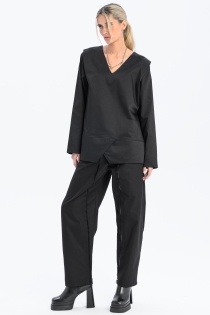 Bluzka krótka koszulowa kopertowa z dekoltem w serek elegancka do biura casual synthetic bawełna (20).jpg