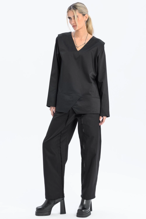 Bluzka krótka koszulowa kopertowa z dekoltem w serek elegancka do biura casual synthetic bawełna (20).jpg