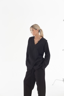 Bluzka krótka koszulowa kopertowa z dekoltem w serek elegancka do biura casual synthetic bawełna (2).jpg