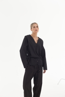 Bluzka krótka koszulowa kopertowa z dekoltem w serek elegancka do biura casual synthetic bawełna (11).jpg
