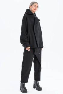 Bluza awangardowa z panelem linoryt czarna synthetic rozpinana duży kaptur (10).jpg