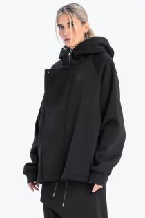 Bluza awangardowa z panelem linoryt czarna synthetic rozpinana duży kaptur (1).jpg