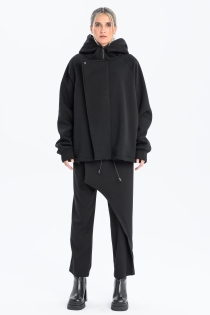 Bluza awangardowa z panelem linoryt czarna synthetic rozpinana duży kaptur (3).jpg