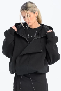 Bluza awangardowa z panelem linoryt czarna synthetic rozpinana duży kaptur (5).jpg