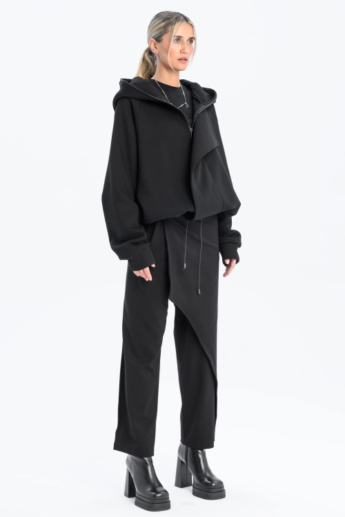Bluza awangardowa z panelem linoryt czarna synthetic rozpinana duży kaptur (8).jpg