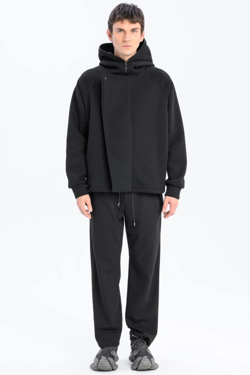 Bluza awangardowa z panelem linoryt czarna synthetic rozpinana duży kaptur (8).jpg