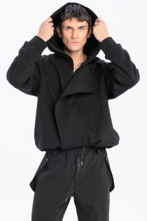 Bluza awangardowa z panelem linoryt czarna synthetic rozpinana duży kaptur (9).jpg
