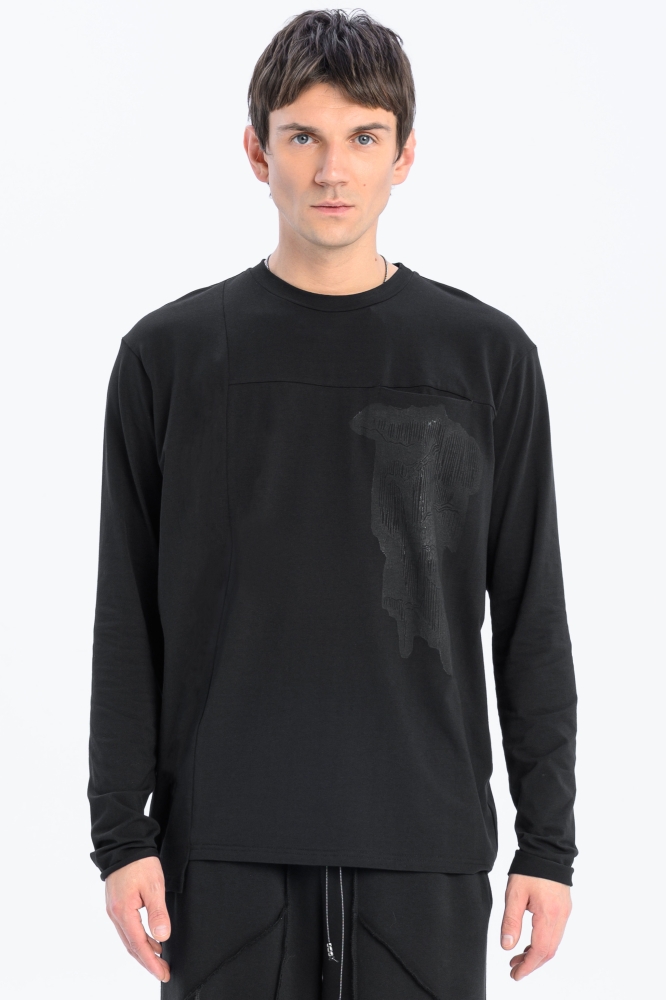 longsleeve męski dopasowany linoryt bawełna synthetic czarny made in poland basic (1).jpg