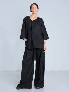 SS26 bluzka koszulowa len damska oversize made in poland czarna_0004_KJ6_0584.jpg