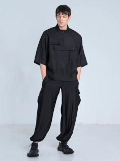 SS26 koszula len european flax ekskluzywna z krótkim rękawem azjatycka ze stójką japan style_0006_KJ6_9045.jpg