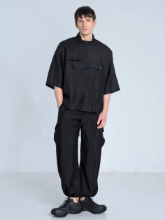 SS26 koszula len european flax ekskluzywna z krótkim rękawem azjatycka ze stójką japan style_0007_KJ6_9043.jpg