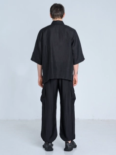 SS26 koszula len european flax ekskluzywna z krótkim rękawem azjatycka ze stójką japan style_0008_KJ6_9041.jpg