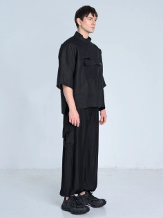 SS26 koszula len european flax ekskluzywna z krótkim rękawem azjatycka ze stójką japan style_0009_KJ6_9039.jpg